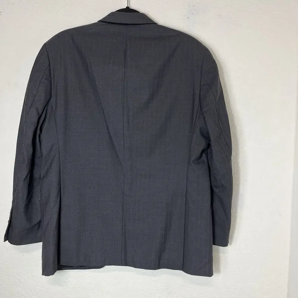 Ralph Ralph Lauren Grey Striped Blazer single breasted 3 button size 40S Wool